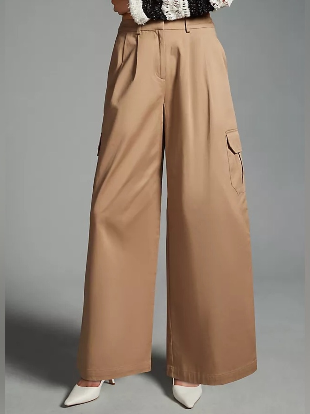 High-Rise Wide Leg Cargo Pants in Camel